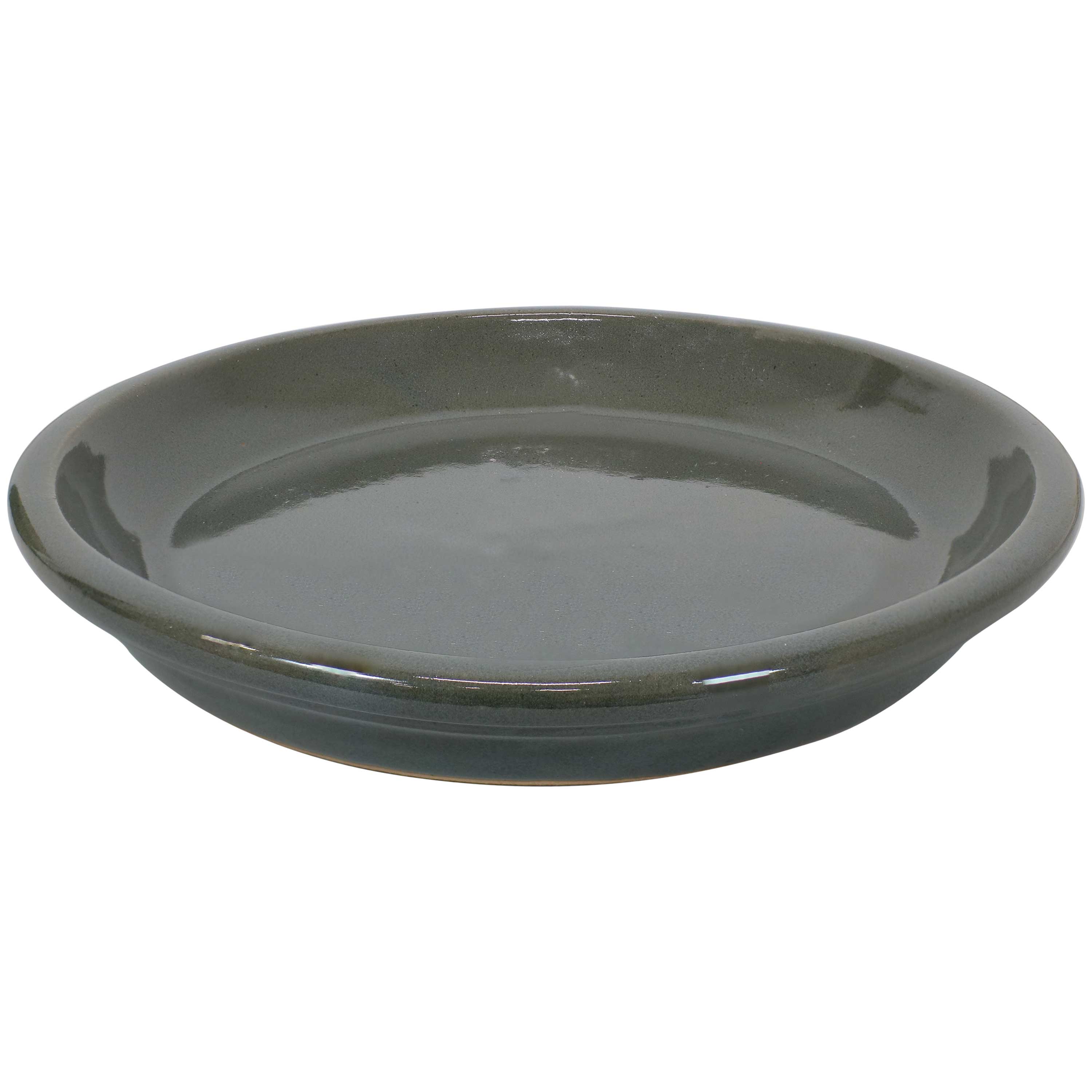 Alt View 9. Sunnydaze - 9 in Glazed Ceramic Flower Pot/Plant Saucer - Set of 2 - Gray.