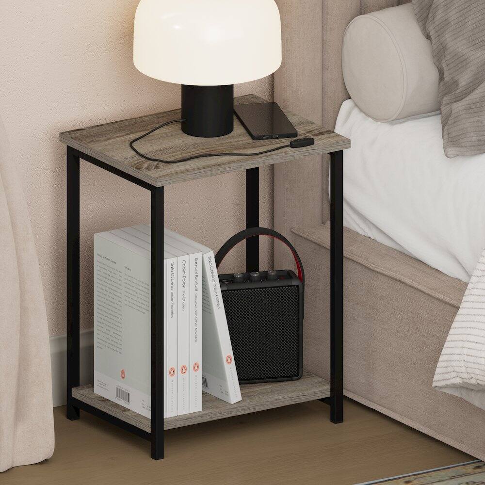 Furinno SIMPLISTIC Night Stand, 2 Tier Open Shelf Design Nightstand ...