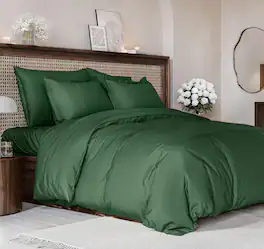 CGK Linens - Luxury Soft Premium Duvet Cover Set - Zipper Closure & Matching Pillow Shams - King - Emerald Green