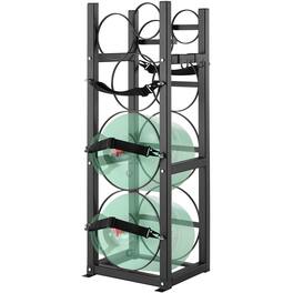 VEVOR - Refrigerant Tank Rack, with 2 x 30lbs and Other 3 Small Bottle Tanks, Cylinder Tank Rack 12.79x12.99x47.12 in - Black