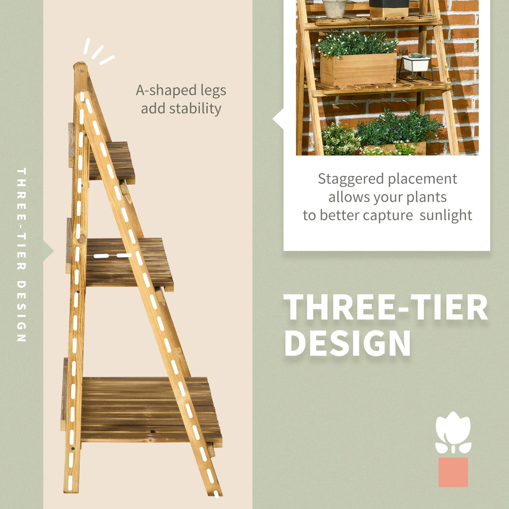 THREE-TIER DESIGN

A-shaped legs add stability

Staggered placement allows your plants to better capture sunlight