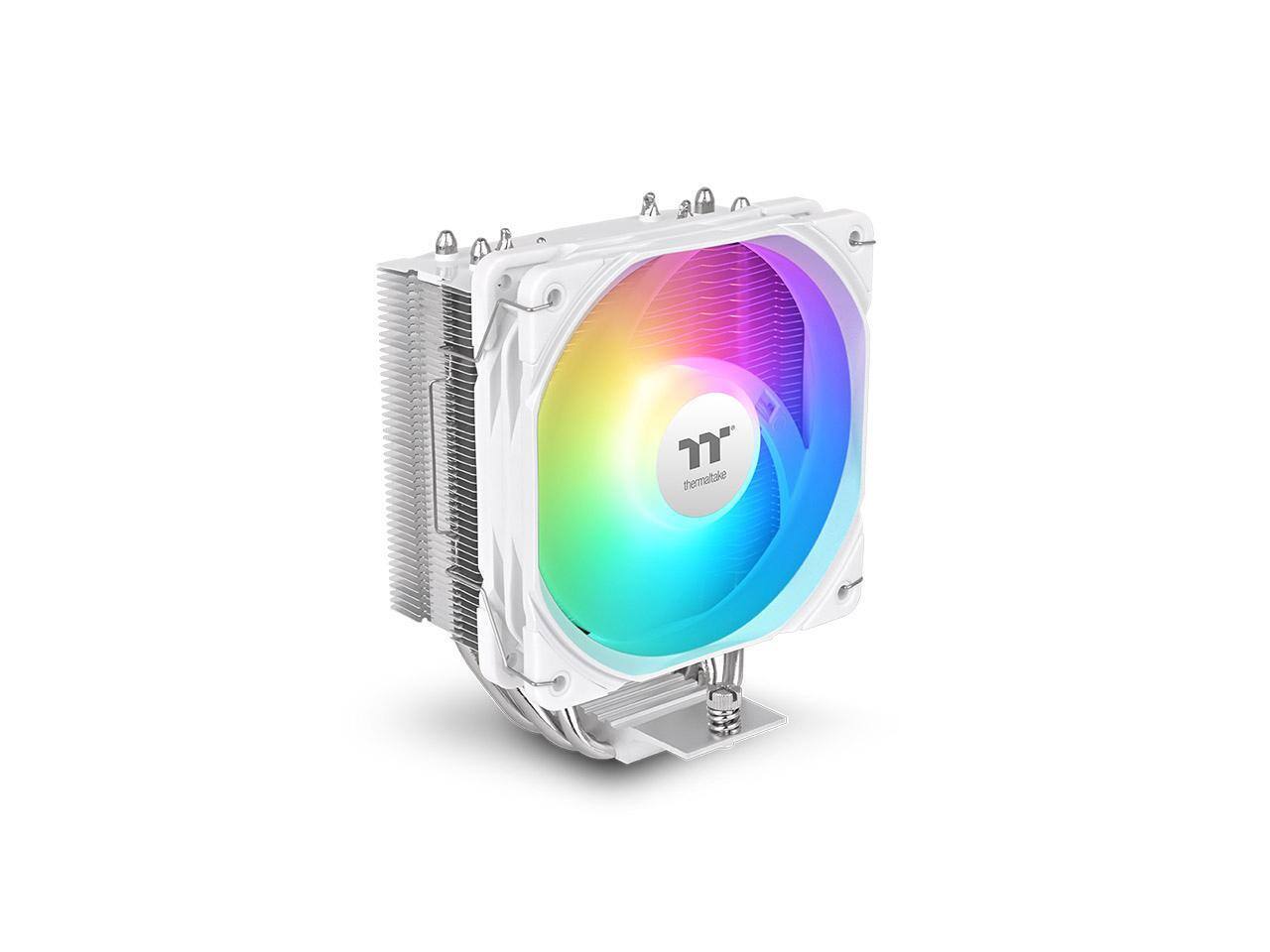 Front. Thermaltake - Thermaltake UX400 ARGB White Cooler, 4x6mm Cu Pipes, 120mm PWM Fan, 700-1800 RPM, Intel/AMD, 240W TDP, CL-P143-AL12SW-A - White.