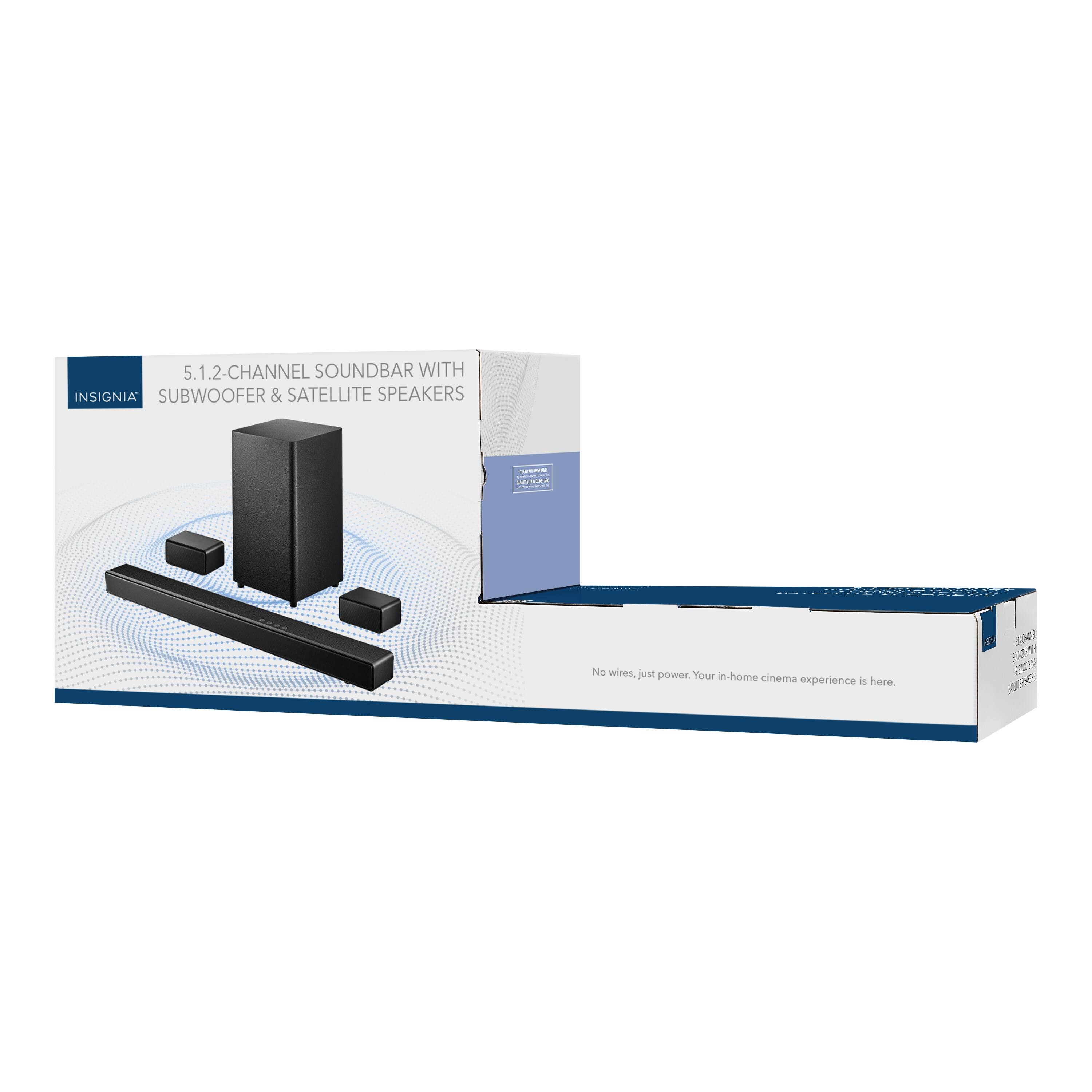 5.1.2-CHANNEL SOUNDBAR WITH INSIGNIA SUBWOOFER & SATELLITE SPEAKERS - No wires, just power. Your in-home cinema experience is here.