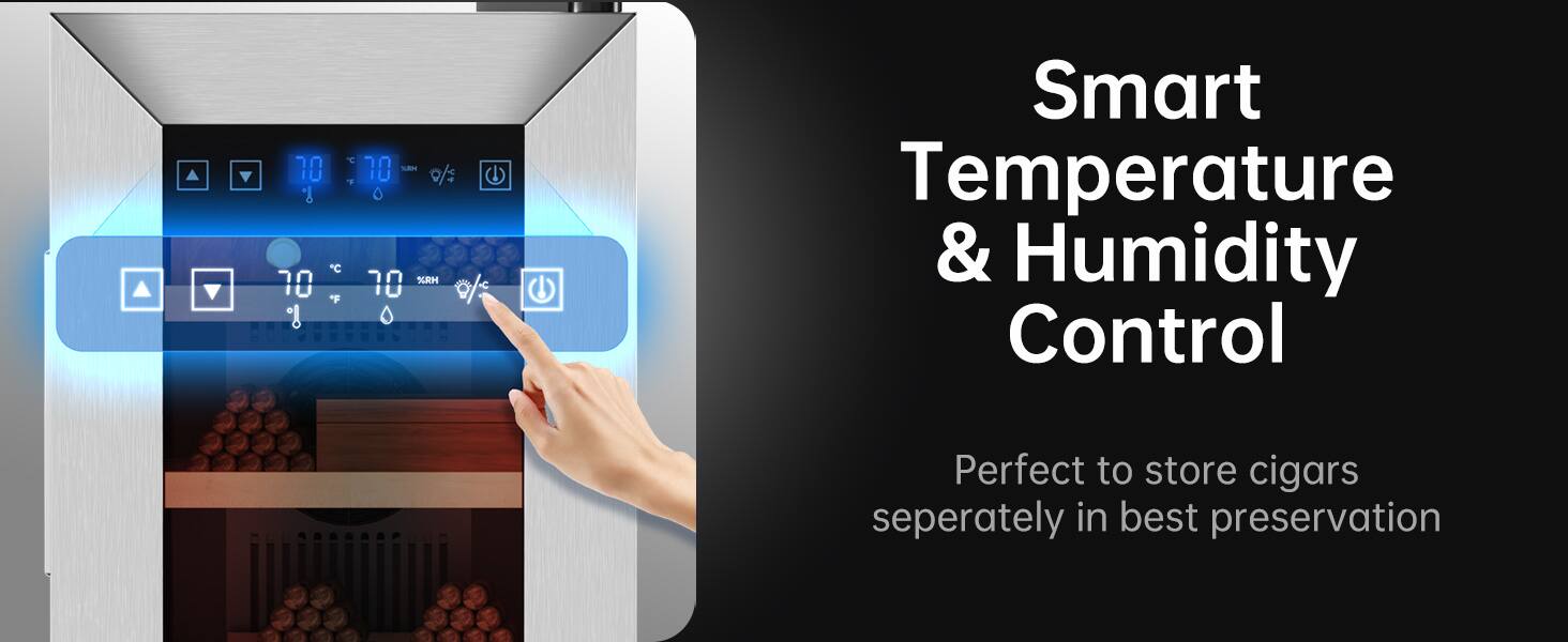 C 10 10 StHr - o/   C 70 10 %RM  
F  
Smart Temperature & Humidity Control  
Perfect to store cigars separately in best preservation