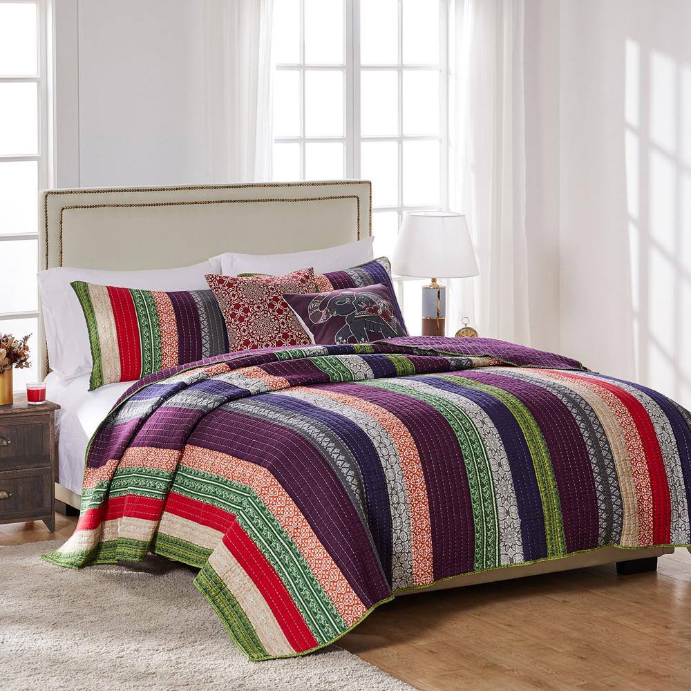 Alt View 1. Greenland Home Fashions - Greenland Home Fashion Marley Quilt Set - 3 - Piece - King 105x95", Multi - Multi.