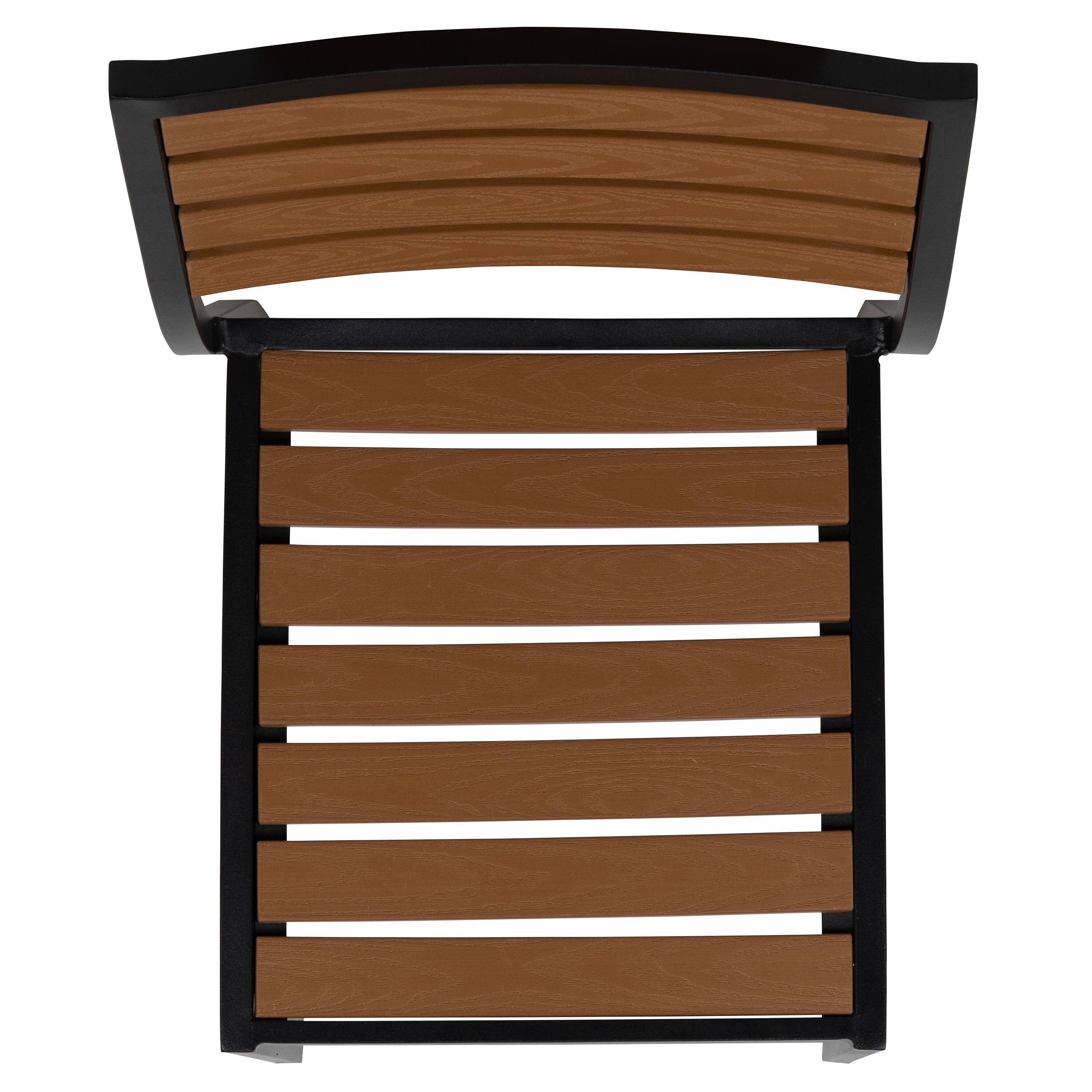Alt View 9. Emma + Oliver - 2 Pack Outdoor Faux Teak Side Chair with Poly Slats - Teak Patio Chair - Teak.