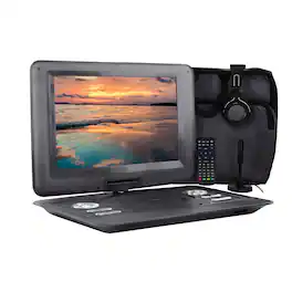 Trexonic - 14.1 Inch Portable TV+DVD Player with Swivel TFT-LCD Screen and USB,SD,AV,HDMI Inputs - Black