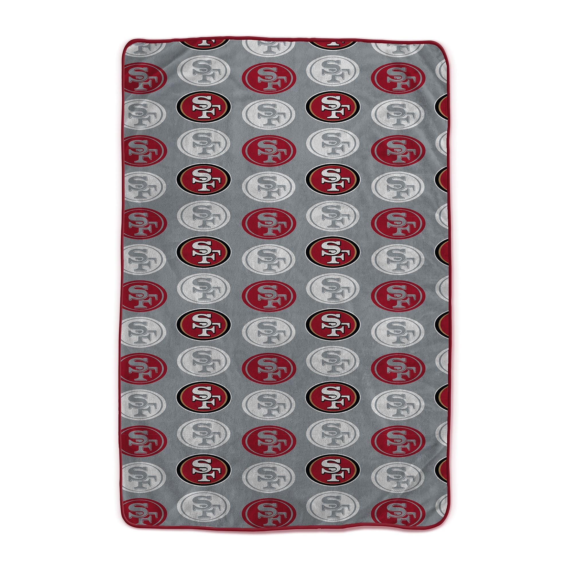 Front. Pegasus - San Francisco 49ers 66" x 95" Oversized Logo Roll Ultra Cozy Blanket - Multicolor.