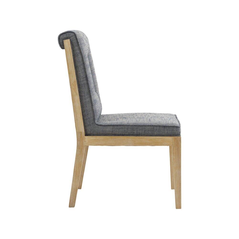 Alt View 3. Meridian Furniture - Gwendolyn Navy Linen Textured Fabric Dining Side Chair, Set of 2 - Blue.