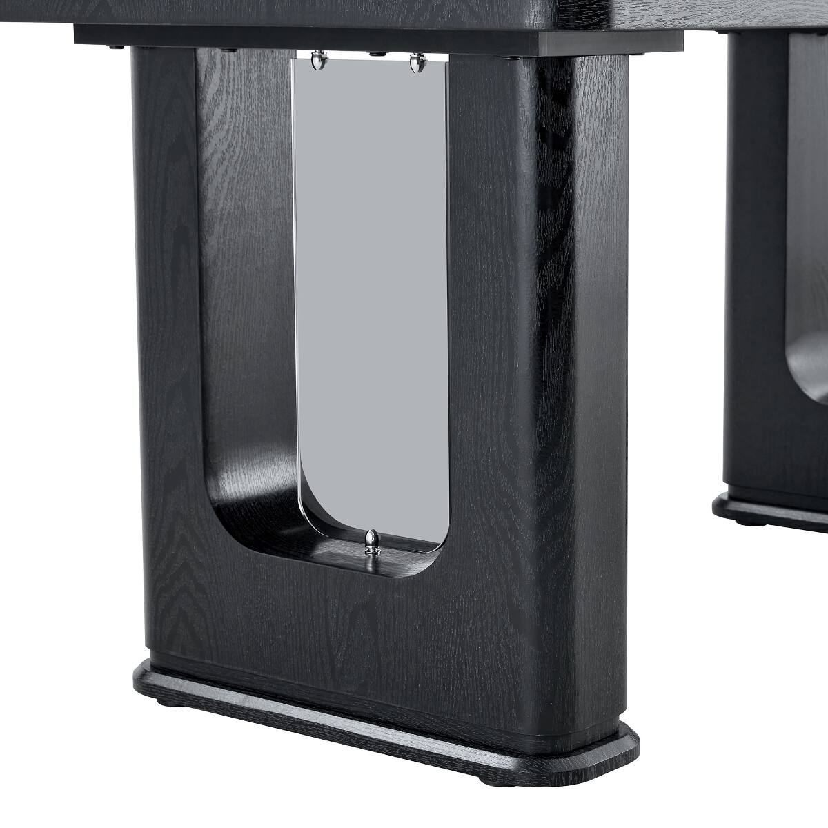 Alt View 10. Loheer - Loheer 64.5-Inch Black Wood Grain Dining Table with Gray Glass, MDF Top - Black and gray.
