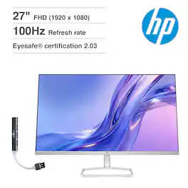 HP - Series 5 527sw 27" FHD IPS Monitor, Anti-Glare, Low Blue Light, HDMI & w/Dockztorm Hub, /Silver (94F46AA#ABA) - White