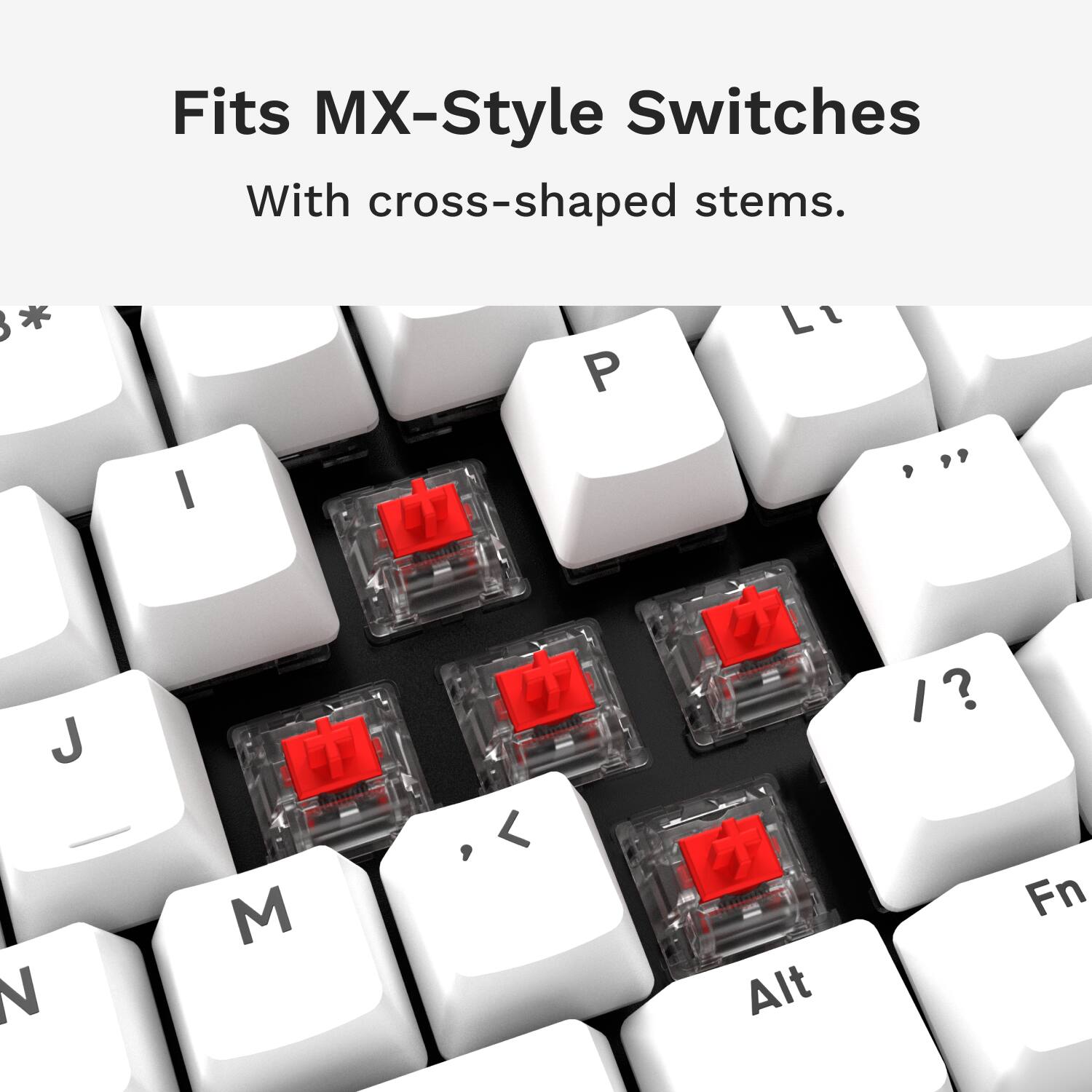 Fits MX-Style Switches with cross-shaped stems.