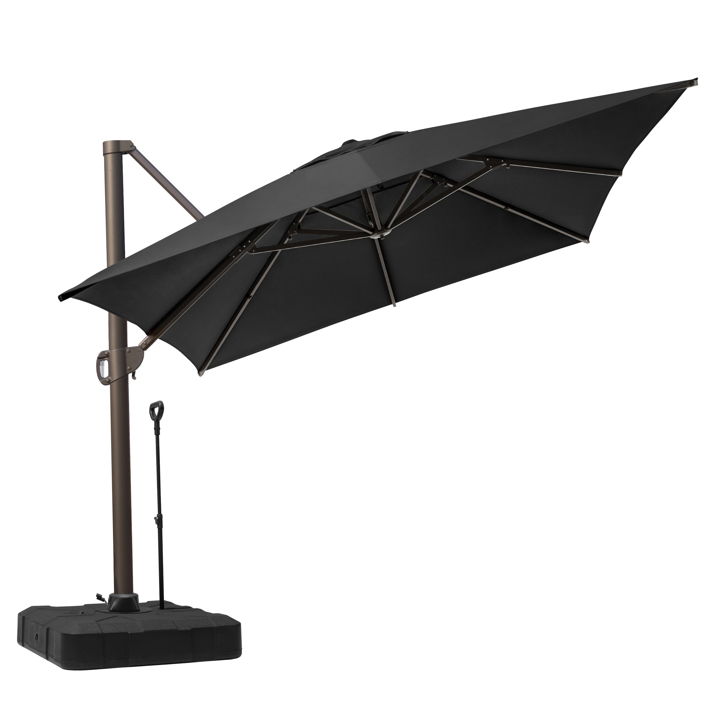 Crestlive Products - 10x13ft Aluminum Crank Cantilever Patio Umbrella with Base - Black