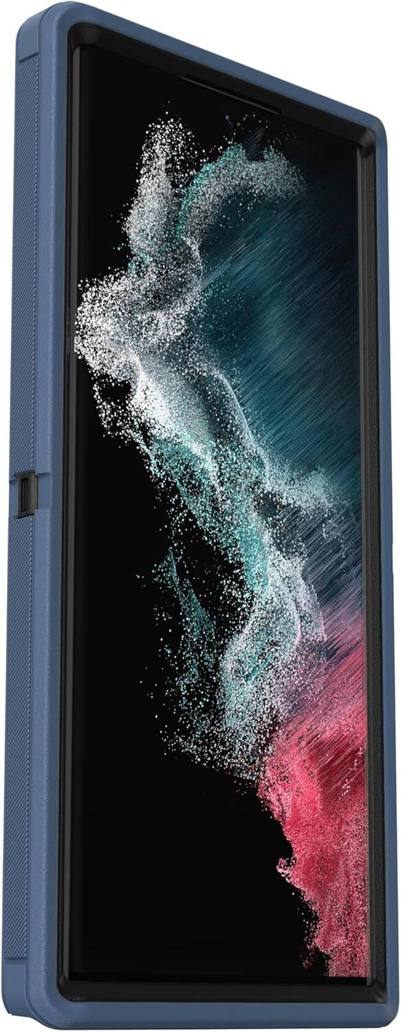 Back. OtterBox - OtterBox - Defender Series Pro Hard Shell for Samsung Galaxy S22 Ultra - Dark Tide (Blue & Black).