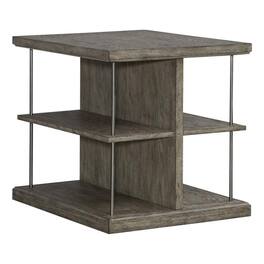 Liberty Furniture Industries - City Scape Metal Accent Oak Wood End Table for Living Room - Burnished Beige