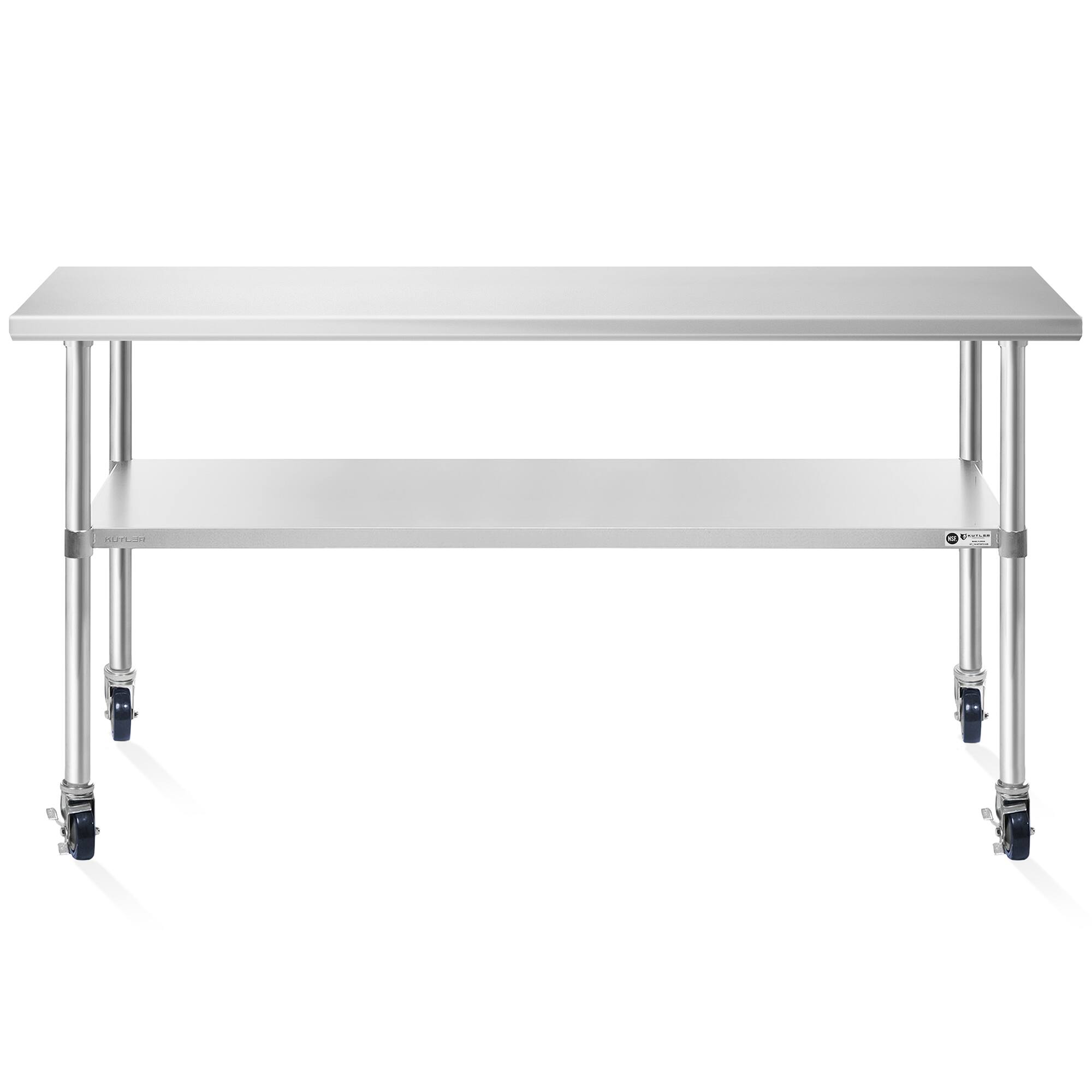 Alt View 1. KUTLER - NSF Commercial Stainless Steel Prep and Work Table with Wheels - Silver.