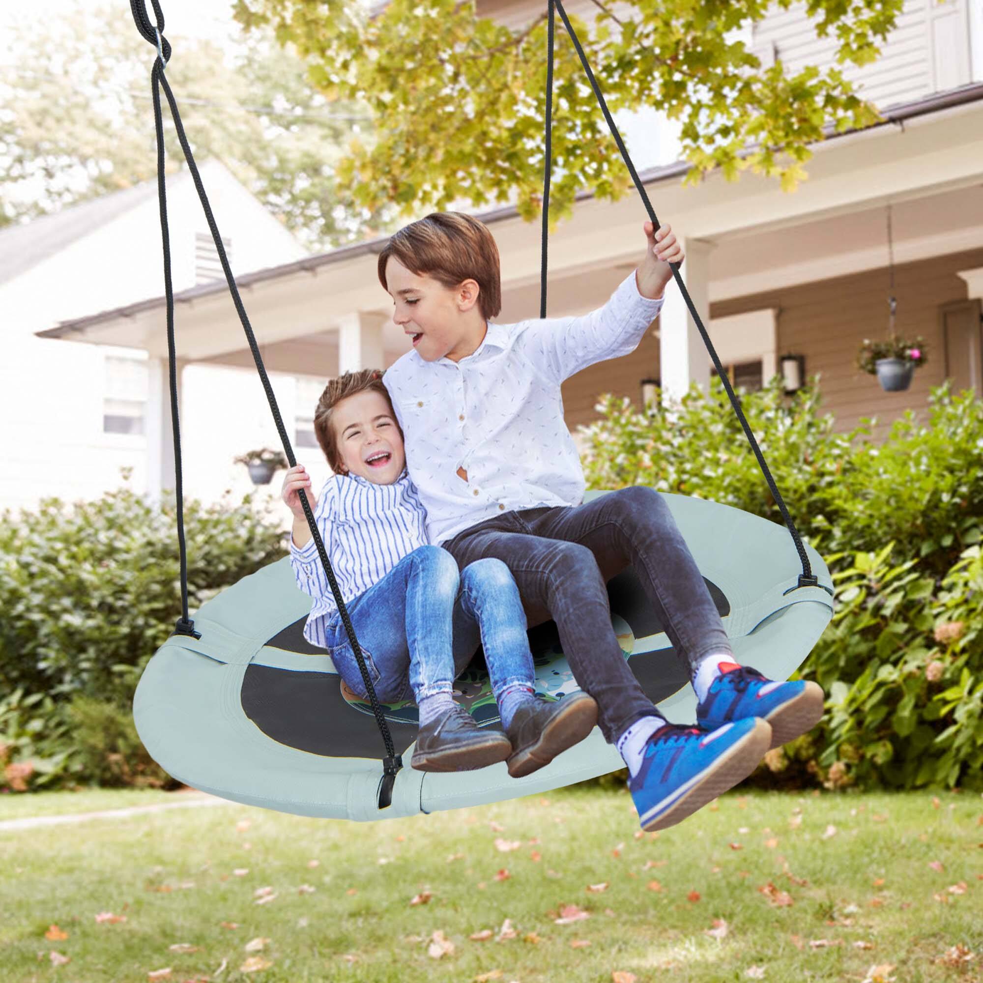 Alt View 7. Costway - Costway 40" Flying Saucer Tree Swing Indoor Outdoor Play Set Swing for Kids - Green Animals.