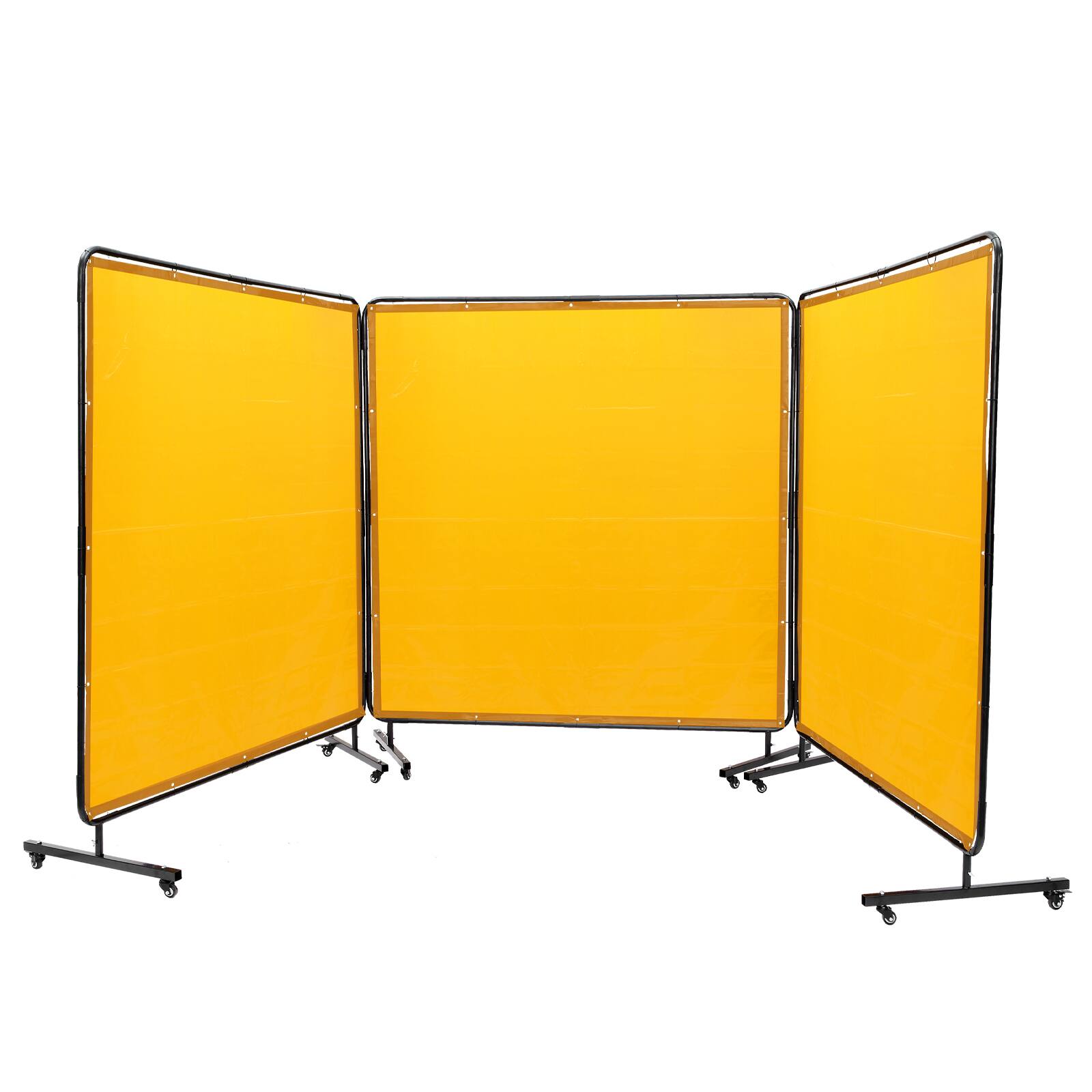 Alt View 5. VEVOR - Welding Screen with Frame, 6' x 6' 3 Panel Welding Curtain Screens, Flame-Resistant Vinyl Welding Protection Screen - Yellow.
