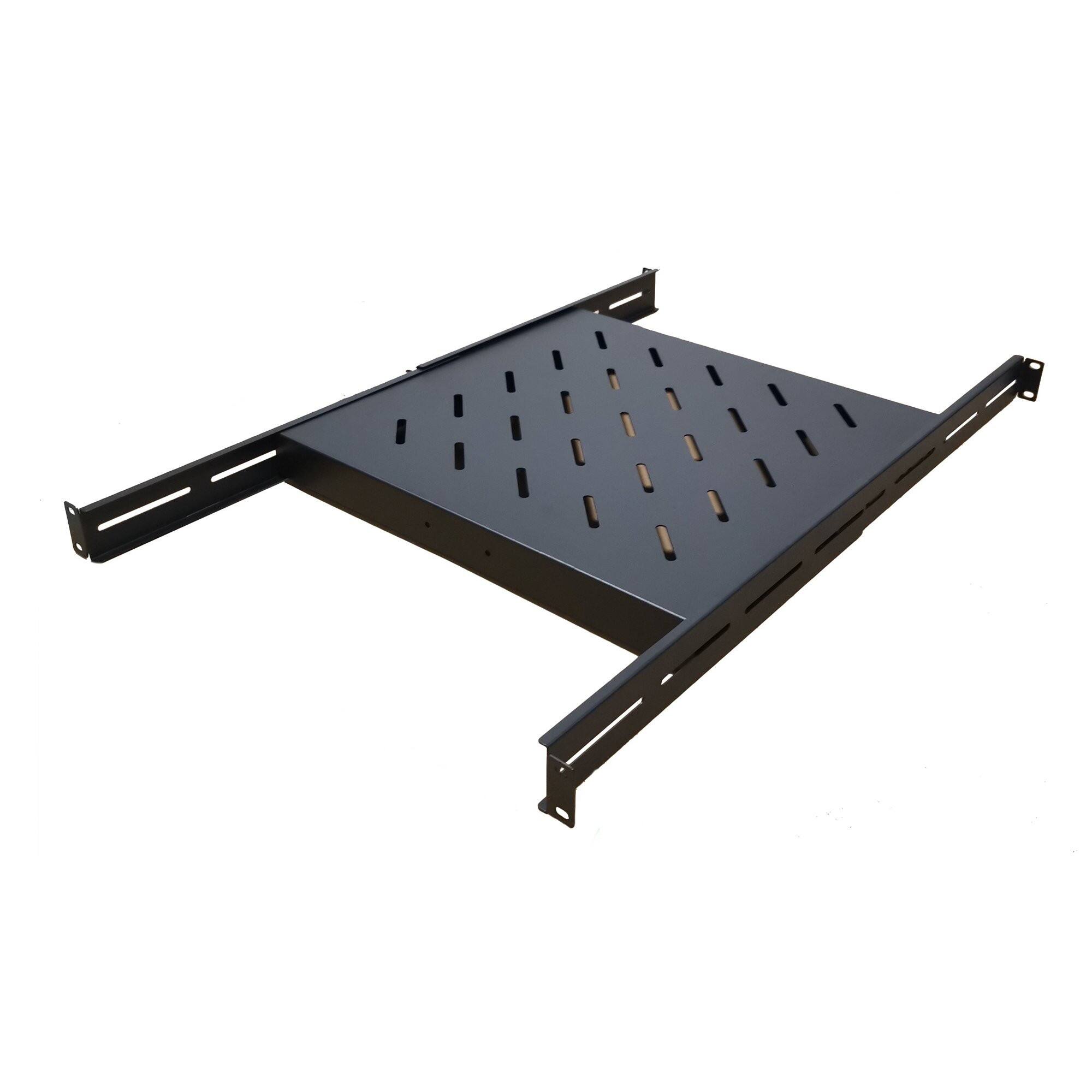 Back. Cables Direct Online - 1U 19” Fixed Server Shelf 4 Post Rack Mount, Adjustable from 18in - 42in, 40 lb Capacity - Black.