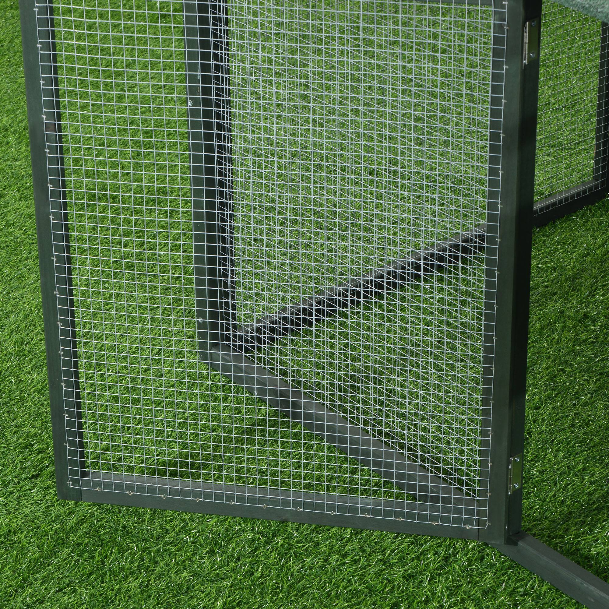 Alt View 4. Pawhut - 84" Wooden Chicken Coop, Hen House Outdoor with Run Nesting Box, Asphalt Roof, Removable Tray, Ramp, Poultry Cage.