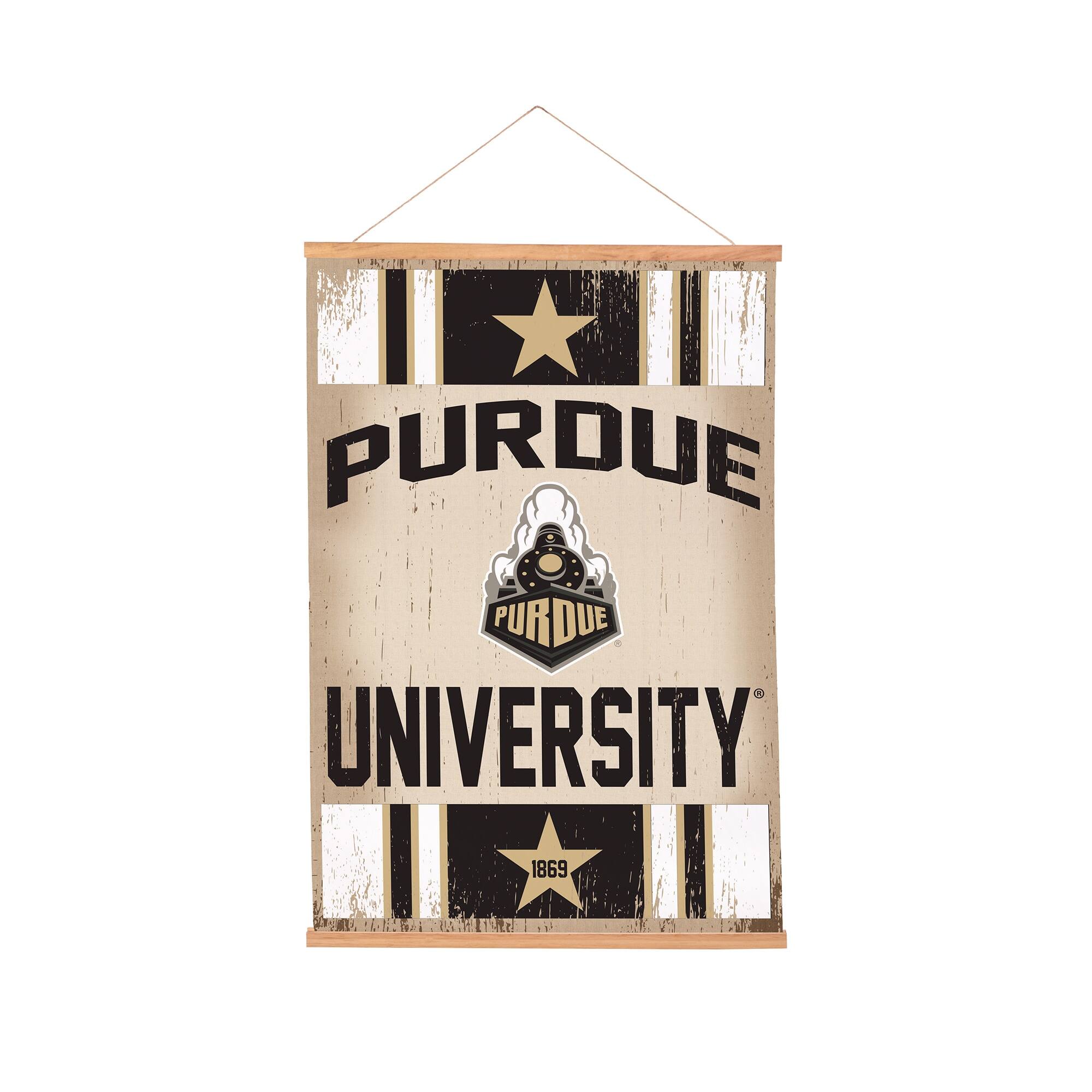 Purdue Boilermakers 24" x 36" Antique Style Canvas Wall Art Tapestry with Wood Frame