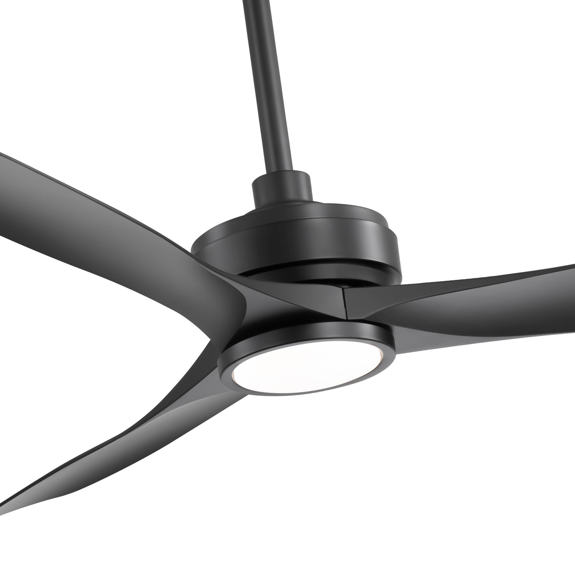 Alt View 10. Breezary - 52-Inch Ceiling Fan with LED Light, 3 ABS Blades, DC Motor 120V 37W, IP34 Waterproof, Includes 5 & 10 Inch Downrods - black.