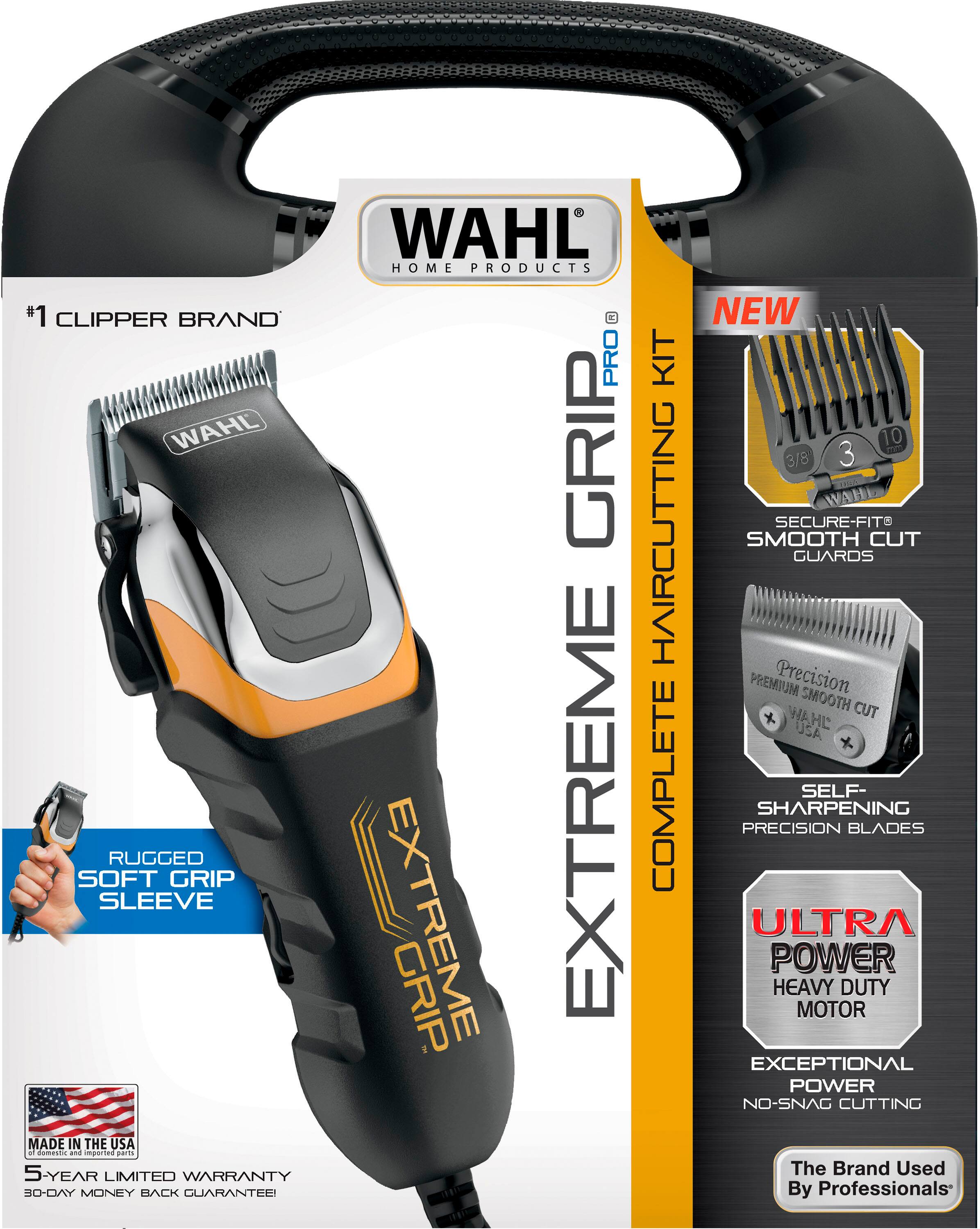 *1 CLIPPER BRAND WAHL RUGGED SOFT GRIP SLEEVE MADE IN THE USA - Cs - perd aards 5S-YEAR LIMITED WARRANTY BD-DAY MONEY BACK GUARANTEEI WAHL HOME PRODUCTS G PRO KIT GRIP HAIRCUTTING EXTREME COMPLETE EXTREME GRIP NEW 10 3 SCO 3/8 L WAH SECURE-FITS SMOOTH CUT GUARDS PREMIUM Precision SMOOTH CUT WAHE USA SELF-SHARPENING PRECISION BLADES ULTRA POWER HEAVY DUTY MOTOR EXCEPTIONAL POWER NO-SNAC CUTTING The Brand Used By Professionals