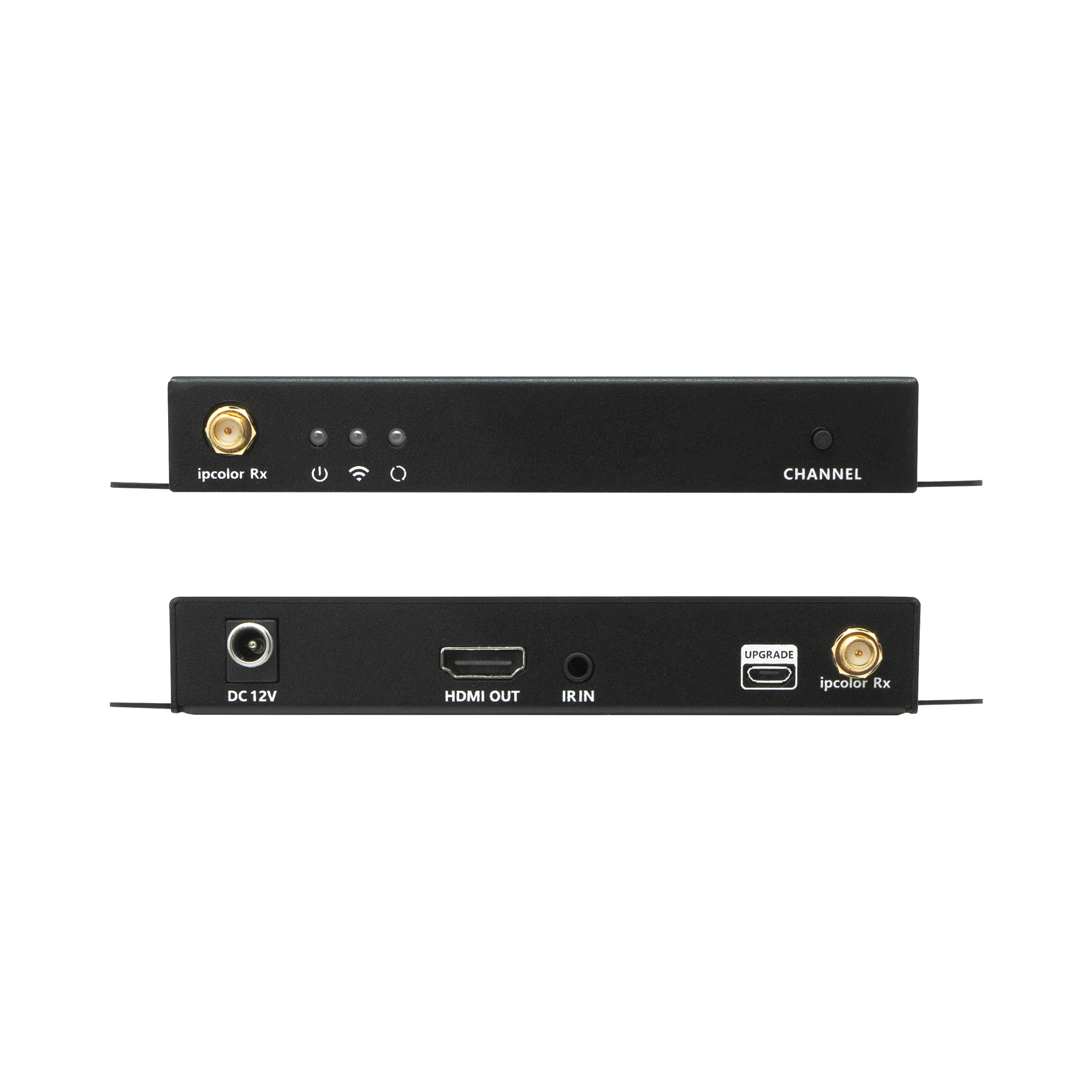 ipcolor Rx, CHANNEL, UPGRADE, DC 12V, HDMI OUT, IRIN, ipcolor Rx