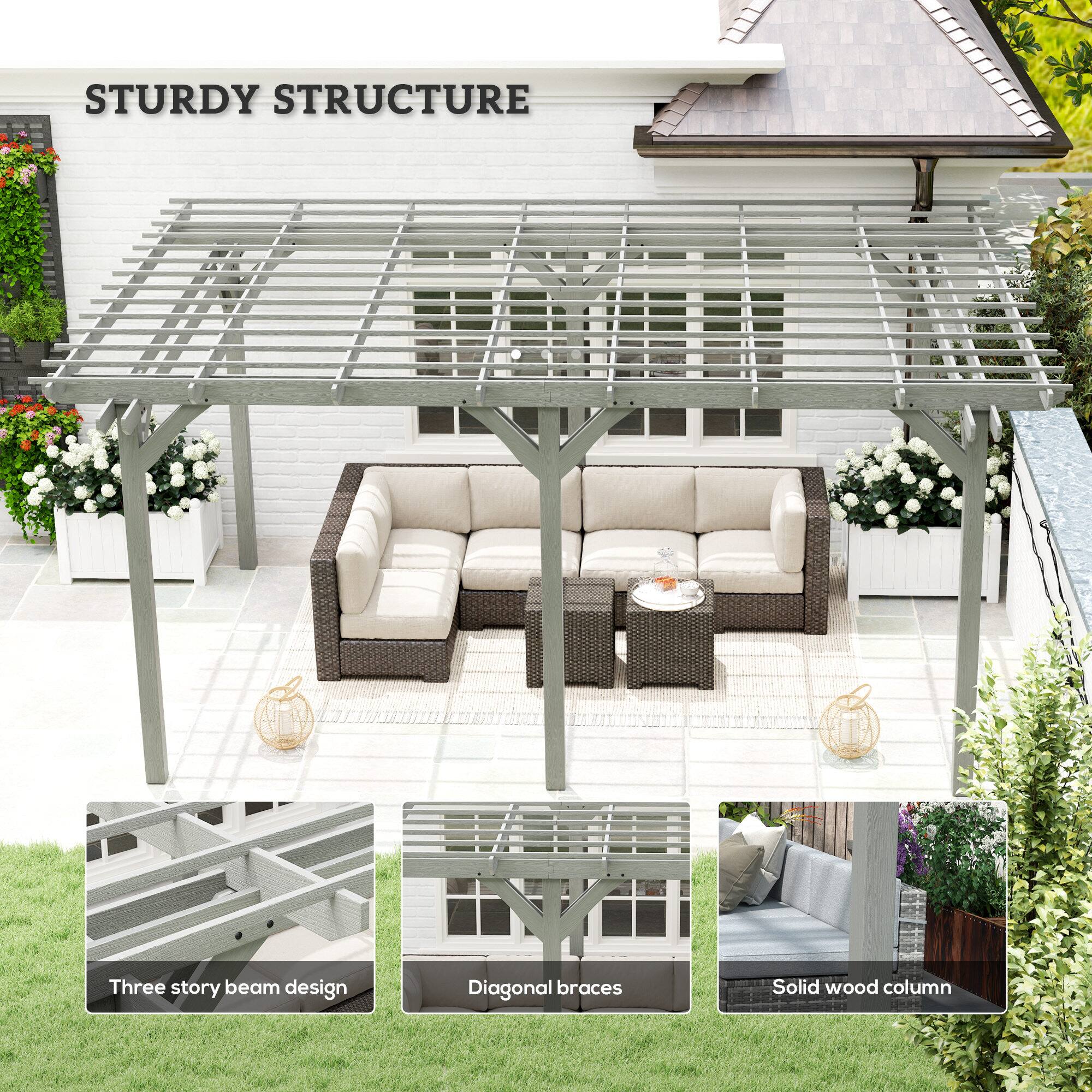STURDY STRUCTURE
Three story beam design
Diagonal braces
Solid wood column