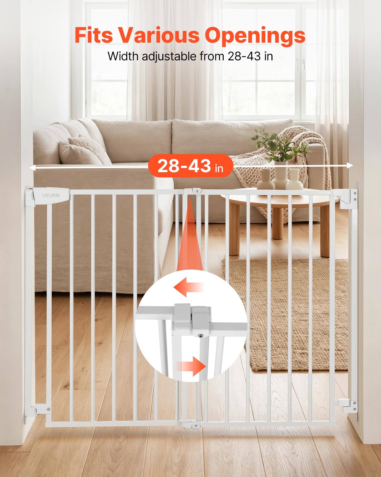 Fits Various Openings  
Width adjustable from 28-43 in  
28-43 in  
VEVOR