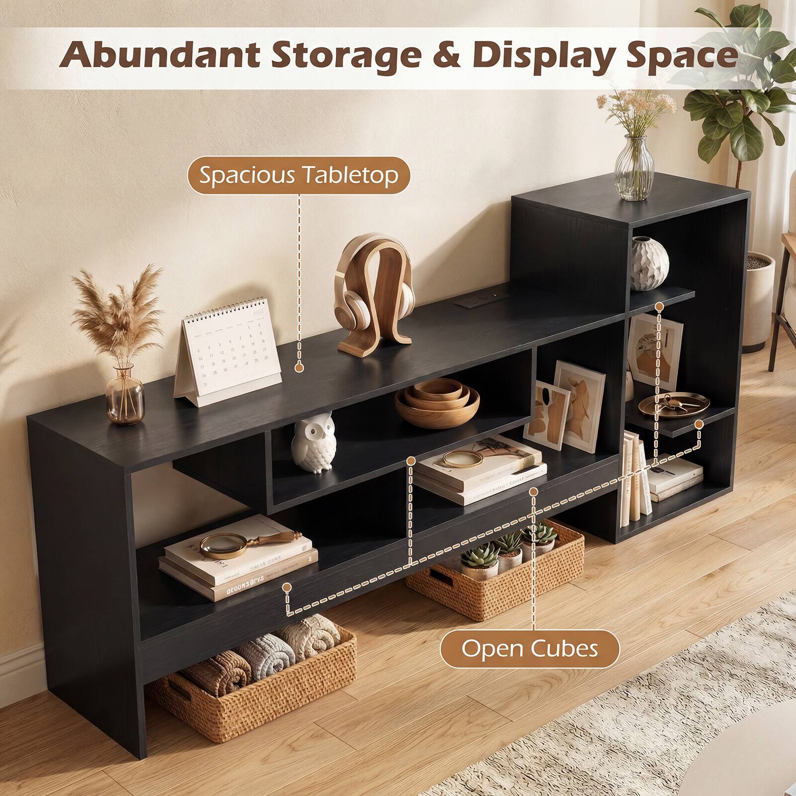 Abundant Storage & Display Space  
Spacious Tabletop  
Open Cubes