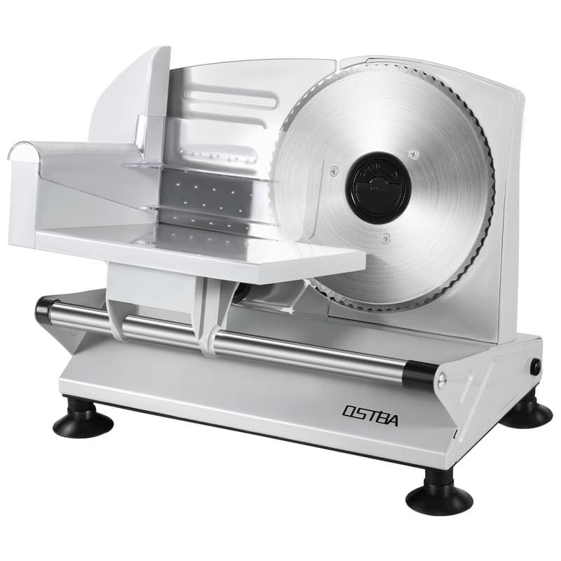 Front. OSTBA - 150W Meat Slicer, 6.7" stainless steel blades, adjustable 0-15mm, for cold cuts, cheese, bread, fruit. - Sliver.