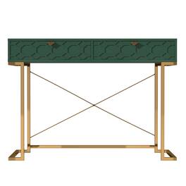Boyel Living - 42 in. Rectangular Wood End Table Writing Desk with Metal Stand - Green