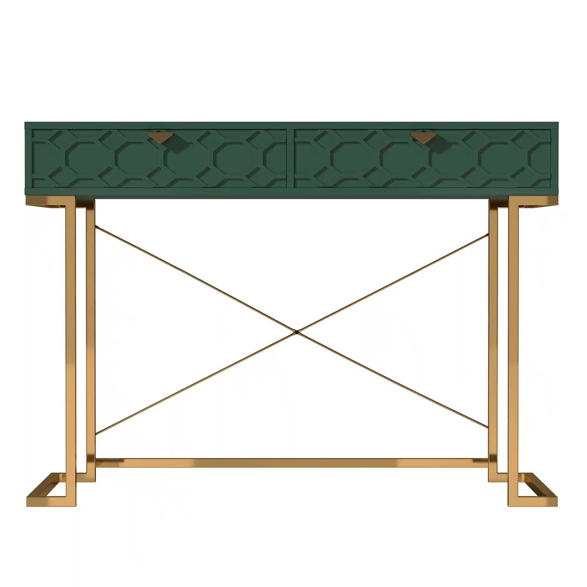 Front. Boyel Living - 42 in. Rectangular Green Wood End Table Writing Desk with Metal Stand - Green.