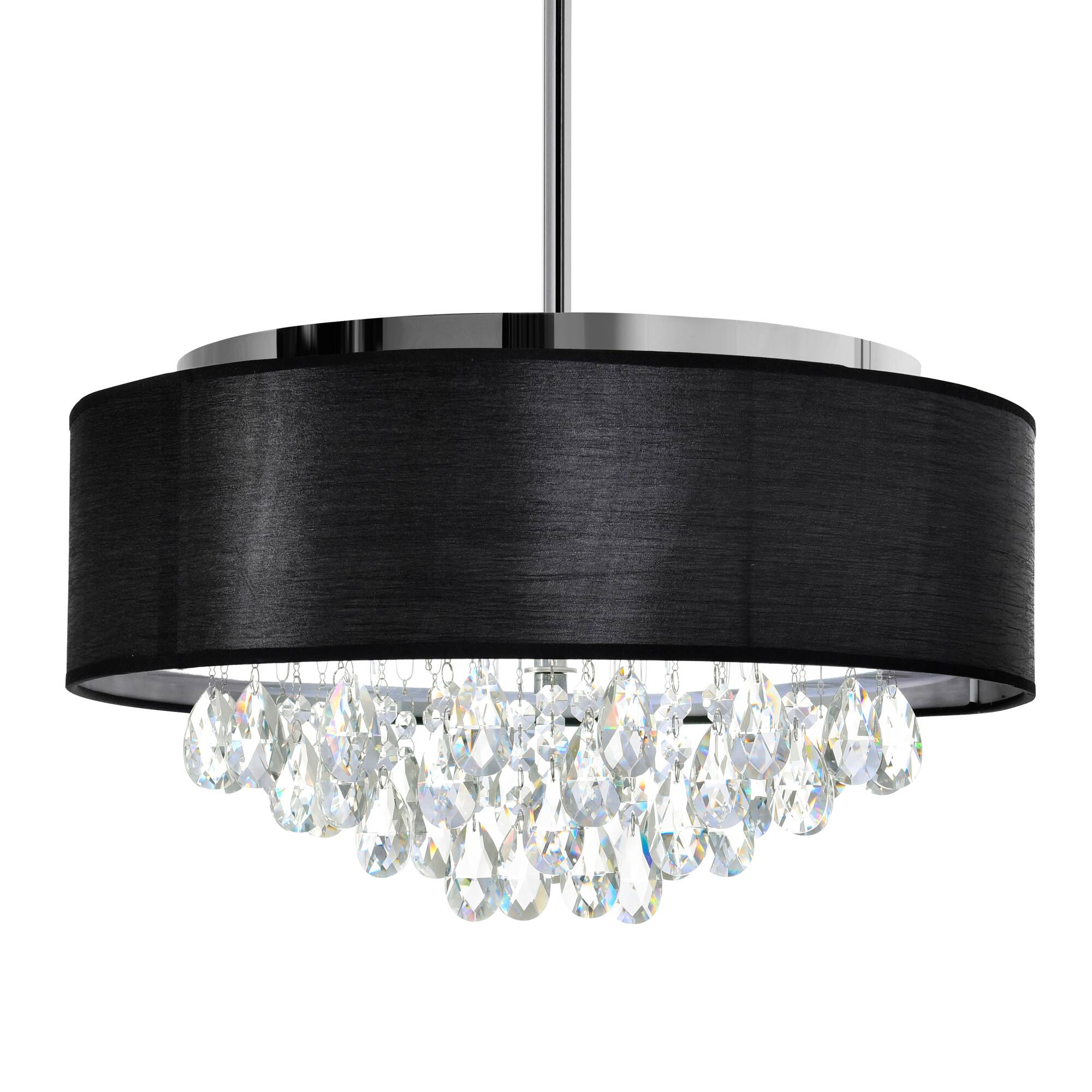Angle. CWI Lighting - Dash 4 Light Drum Shade Chandelier With Chrome Finish - Chrome.