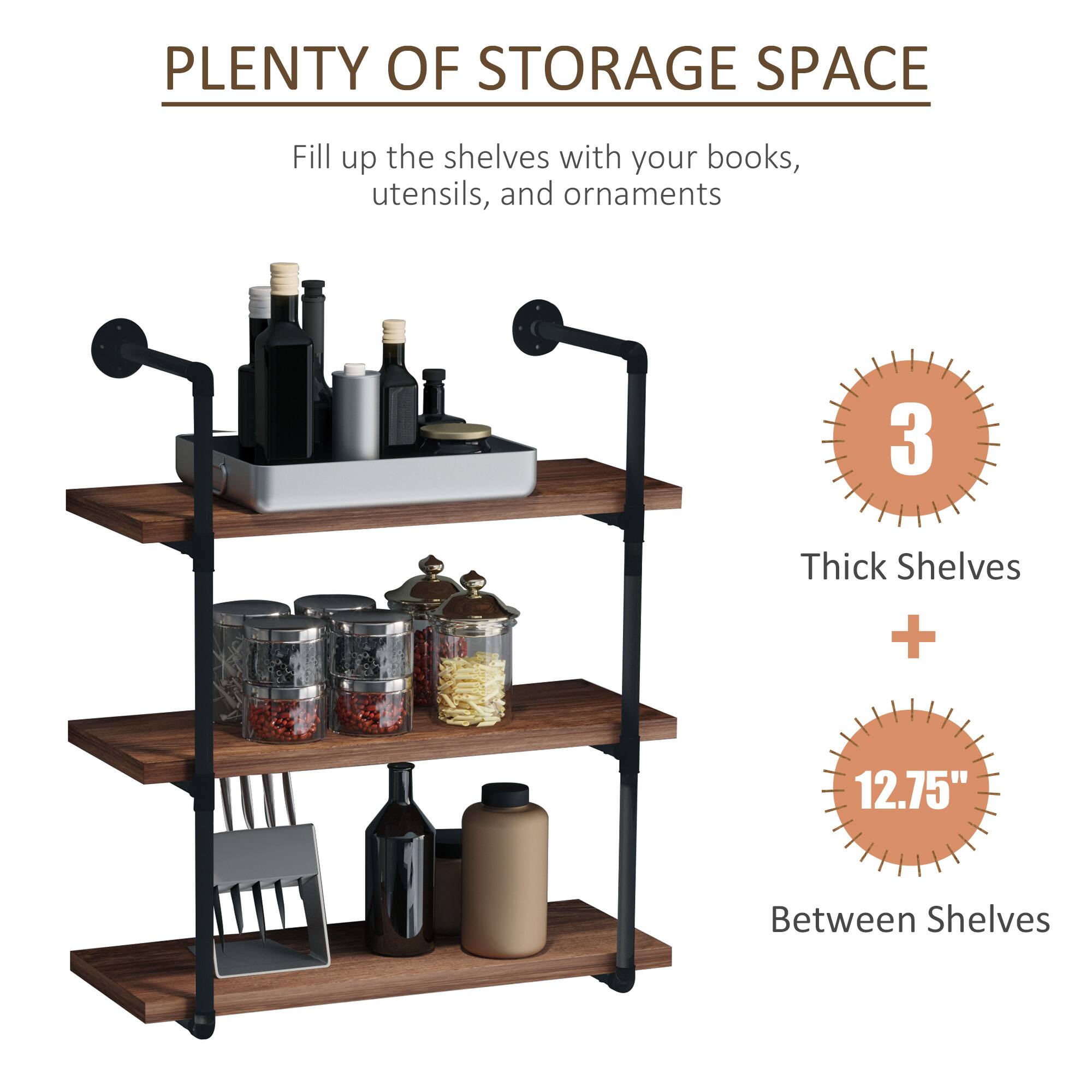 **PLANTY OF STORAGE SPACE**

Fill up the shelves with your books, utensils, and ornaments

- 3 Thick Shelves
- 12.75" Between Shelves