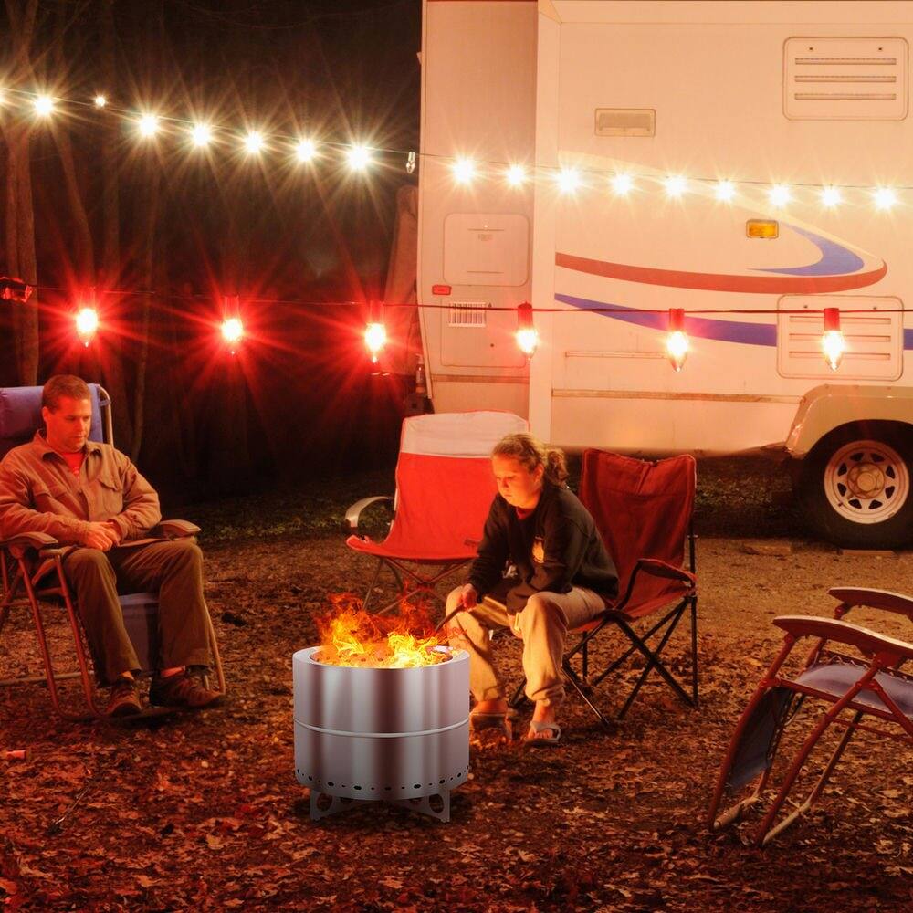 Alt View 9. Resenkos - Resenkos 19.3*19.3*16.7In Smokeless Fire Pit With Enhanced Safety, Outdoor Fireplace, Fire Resistance, Silver - Silver.