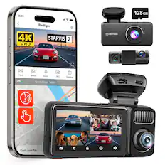 9:41 128 GB Redtiger a 4K UHD STARVIS 2 REDTIGER 7KTFI72 D Mirror GPS.11 Switch Sound REC Speed: 90 mph 7832m Snapshot PEAR POR - Fare Go RA " I Dash cam file