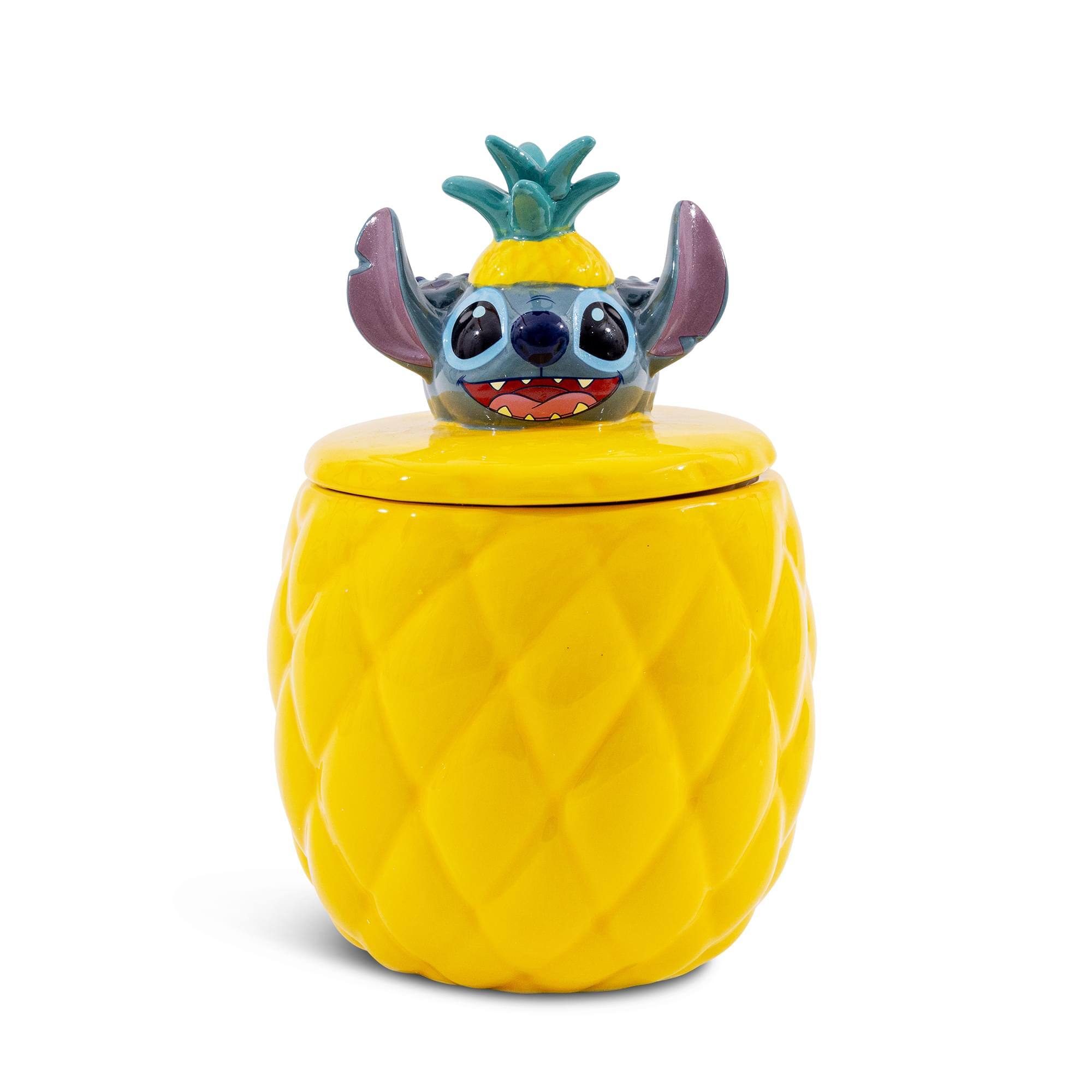 Front. Silver Buffalo - Disney Lilo & Stitch Pineapple 8-Inch Sculpted Ceramic Snack Jar - Multi-Colored.