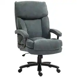 Platinum-Level - Big and Tall Executive Office Chair with Plush Velveteen Fabric - Gray