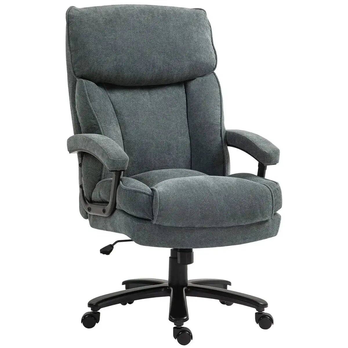 Front. Platinum-Level - Big and Tall Executive Office Chair with Plush Velveteen Fabric - Gray.