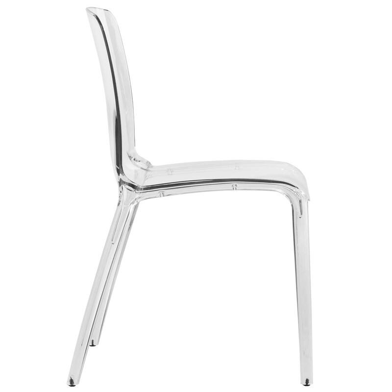 Back. LeisureMod - Murray 4-Pieces Modern Plastic Dining Chair with Transparent Design Fully Assembled - Clear.