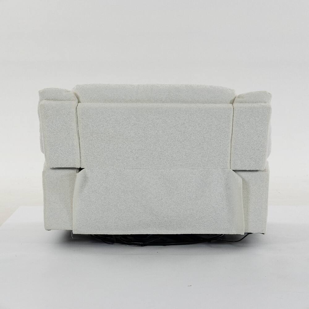 Alt View 6. Ropilly - Ropilly Extra Wide Power Recliner with Heat and Massage Cream Velvet Chair - Cream.