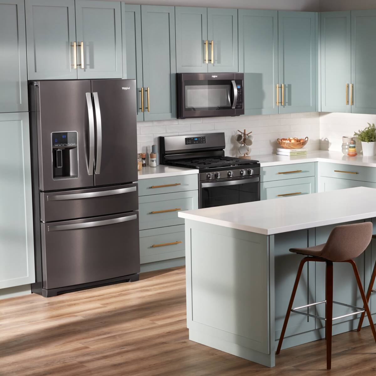 Alt View 8. Whirlpool - 26 Cu. Ft. Wide 4 Door Refrigerator with Prep and Store Bins - Black Stainless Finish.