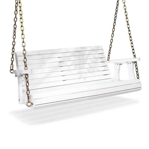 Alt View 1. Winado - 4 FT Patio Wooden Porch Swing, Heavy Duty 880 LBS Swing Chair Bench, with Hanging Chains for Outdoor Courtyard Garden - White.