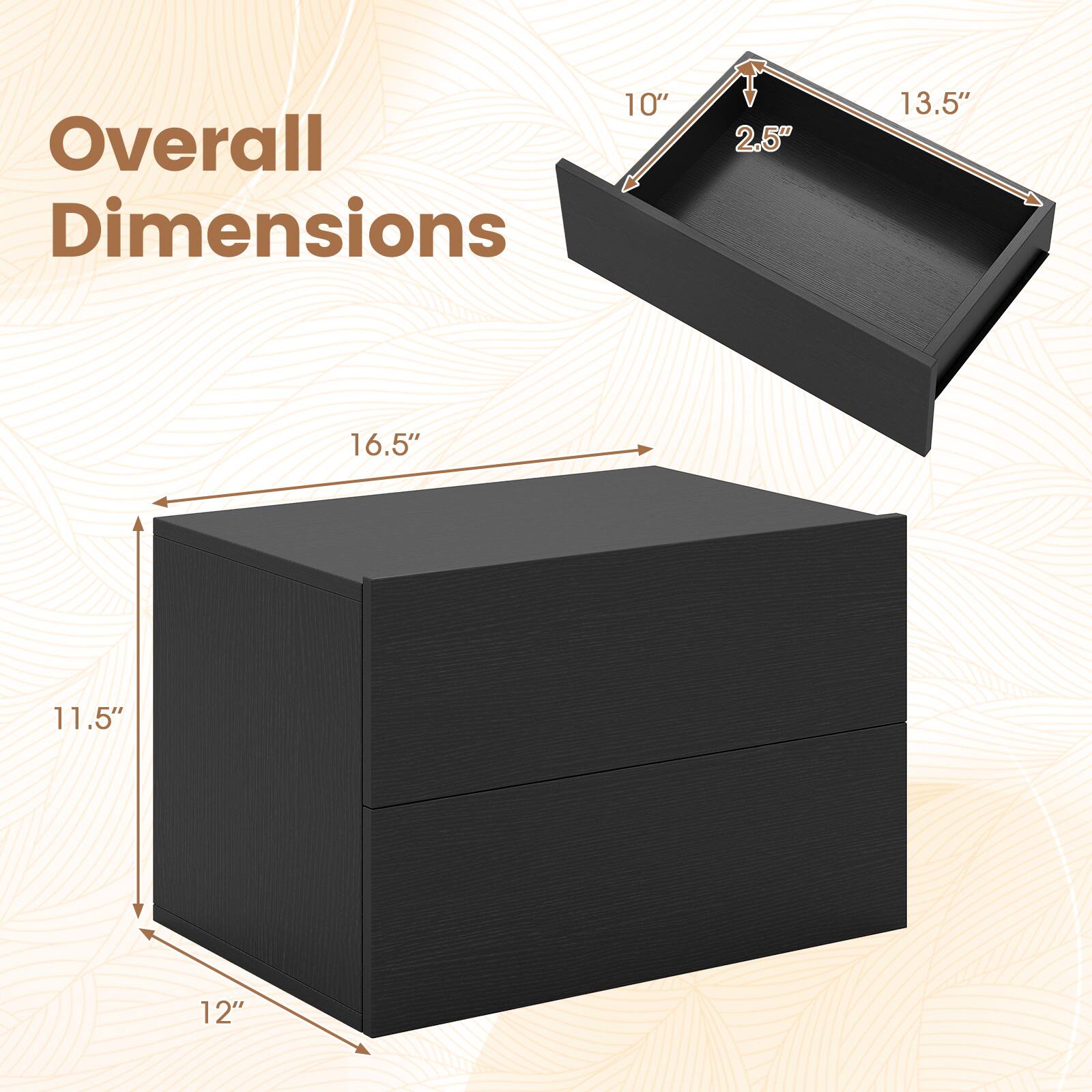 Overall Dimensions

10" x 2.5" x 13.5" x 16.5" x 11.5" x 12"