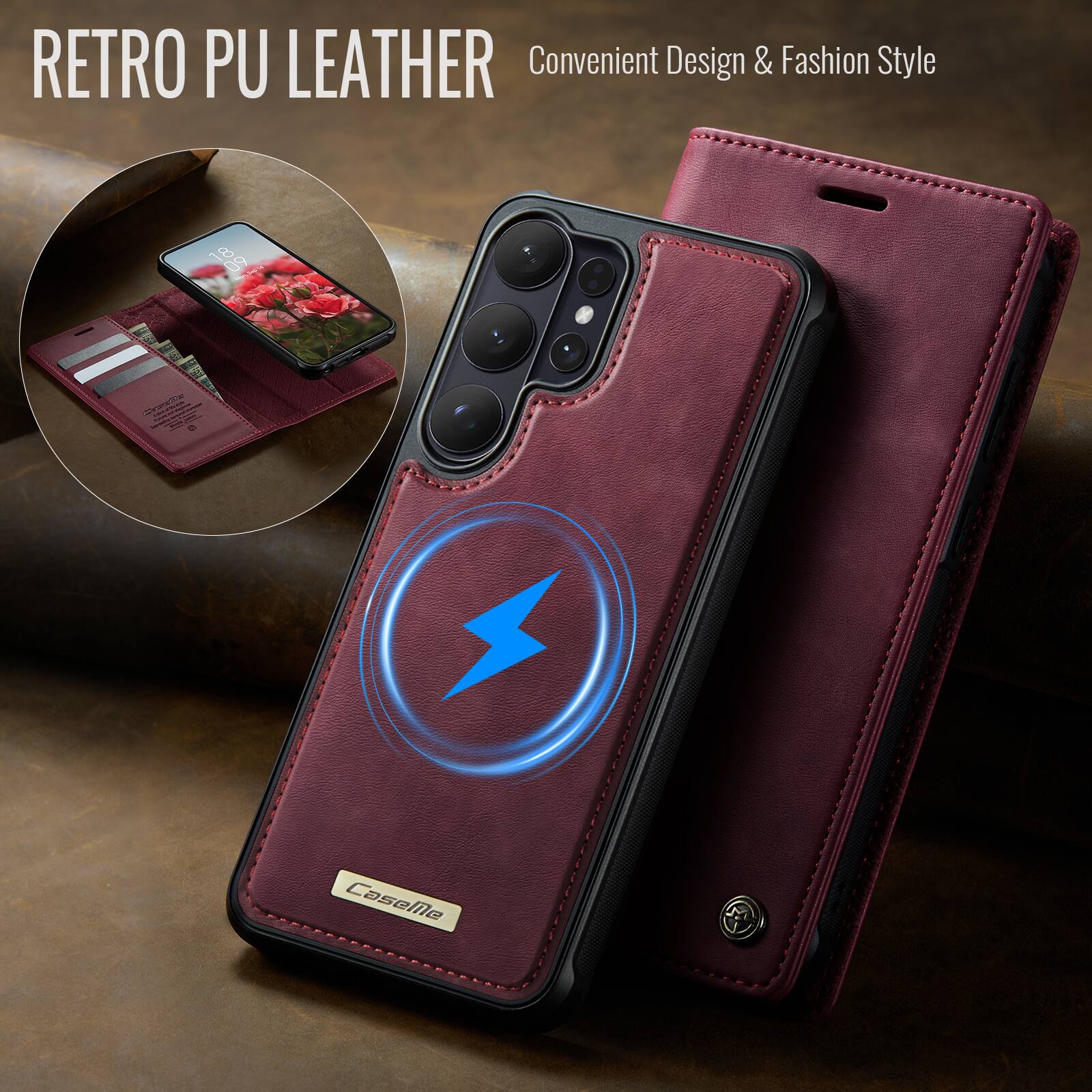 RETRO PU LEATHER  
Convenient Design & Fashion Style