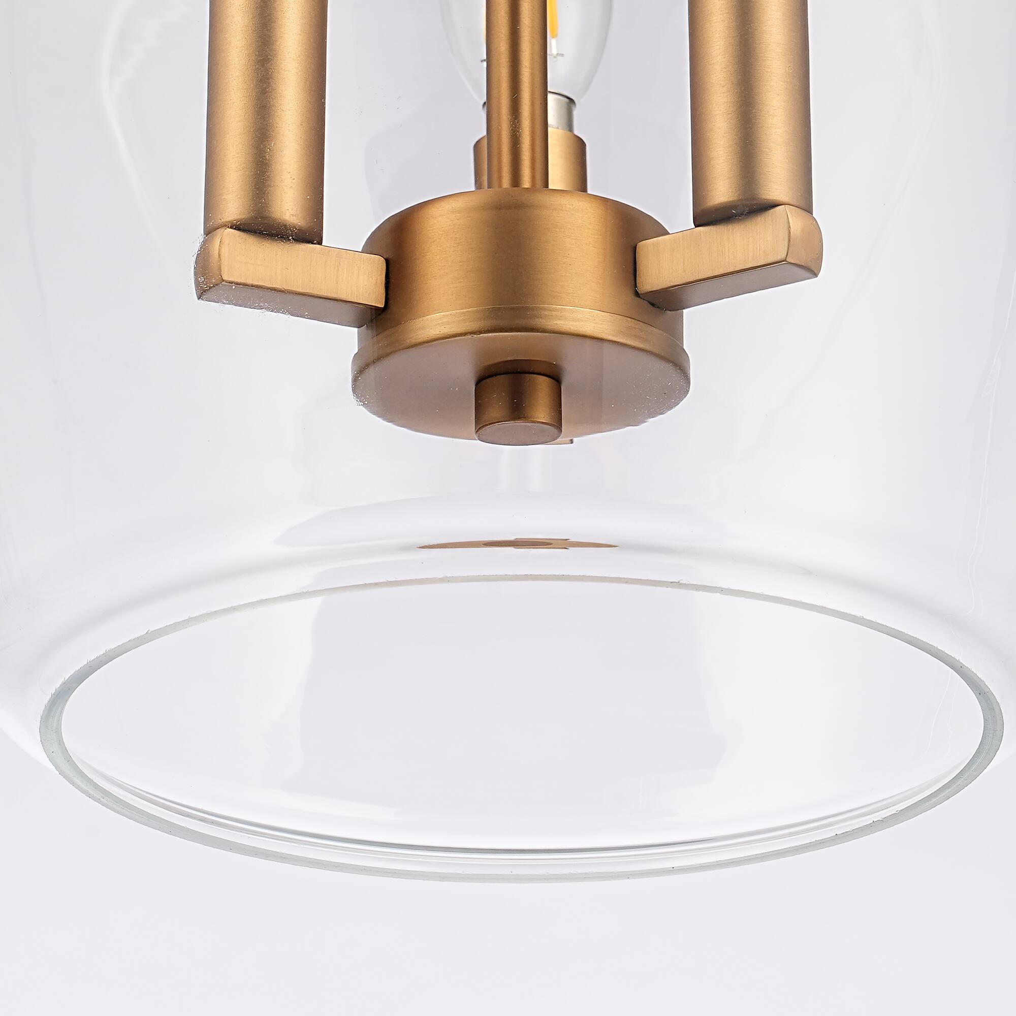 Alt View 7. Parrot Uncle - 12 Inch Modern Clear Glass 3 Light Pendent Light Adjustable Hanging Light for Kitchen Island and Dining Room - Vintage Brass.