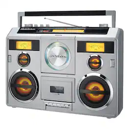 Studebaker - SB2140 Portable Stereo Boombox with Bluetooth/CD/AM-FM Radio/Cassette Recorder - Silver