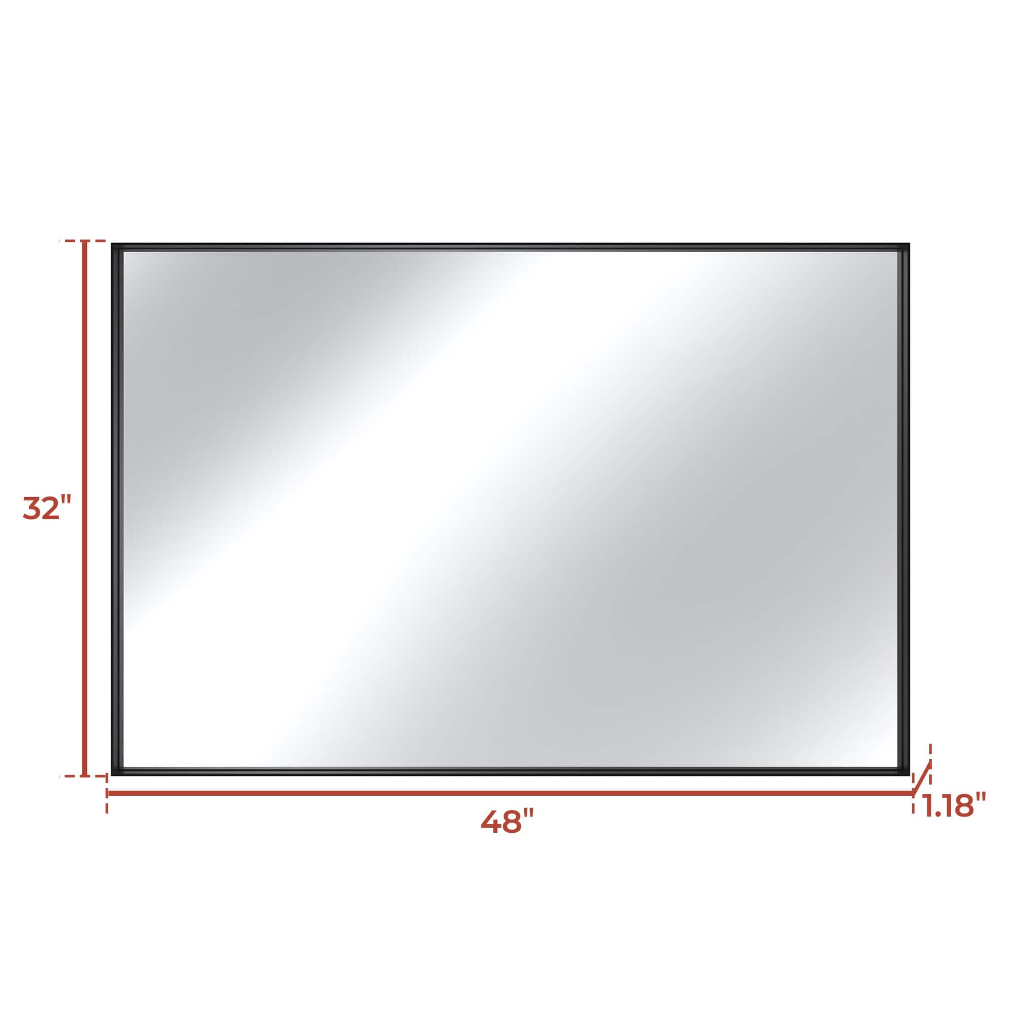 Boyel Living - 48 x 32 in Rectangle Square Right-Angle Mirror with Matte Black Aluminum Frame